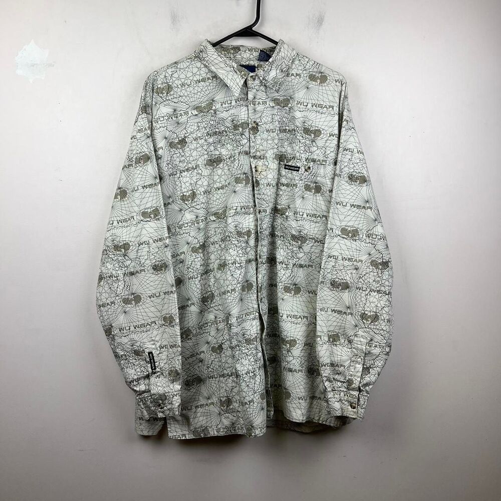 Vintage Wu Wear Wu -Tang Clan White Button Up Shirt Size XL